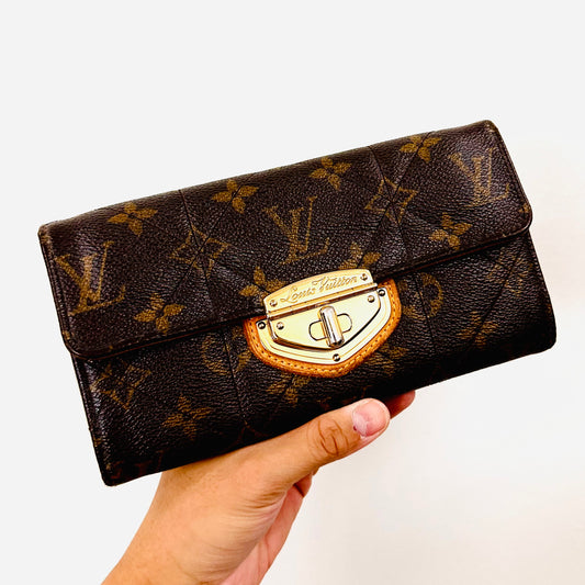 Louis Vuitton LV Etoile Sarah Monogram Logo GHW Puffy Padded Quilted Flap Long Wallet