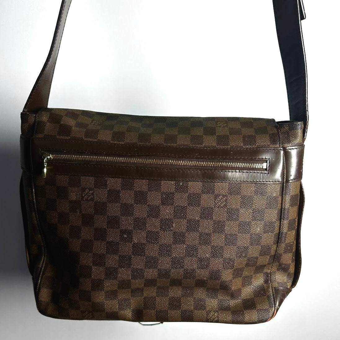 Louis Vuitton LV Bastille Damier Ebene DE Monogram Logo GHW Full Flap Shoulder Sling Bag