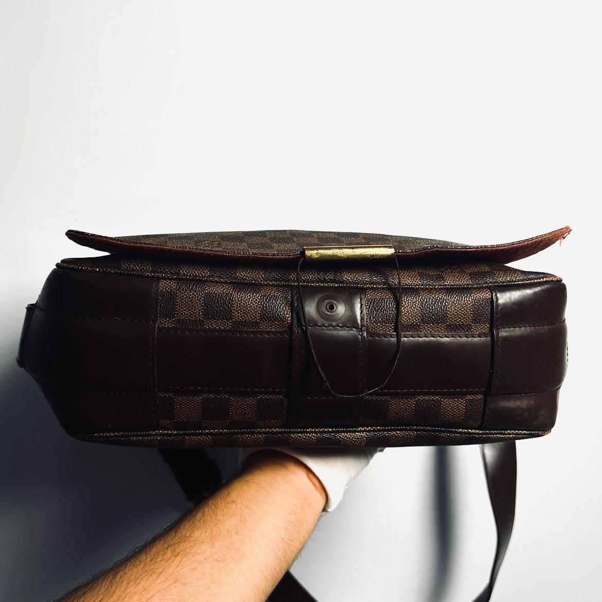 Louis Vuitton LV Bastille Damier Ebene DE Monogram Logo GHW Full Flap Shoulder Sling Bag