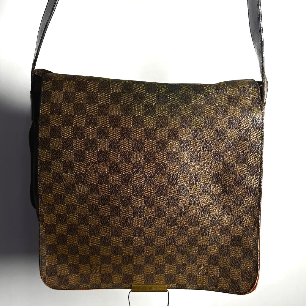 Louis Vuitton LV Bastille Damier Ebene DE Monogram Logo GHW Full Flap Shoulder Sling Bag
