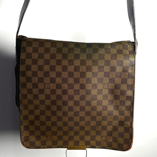 Louis Vuitton LV Bastille Damier Ebene DE Monogram Logo GHW Full Flap Shoulder Sling Bag