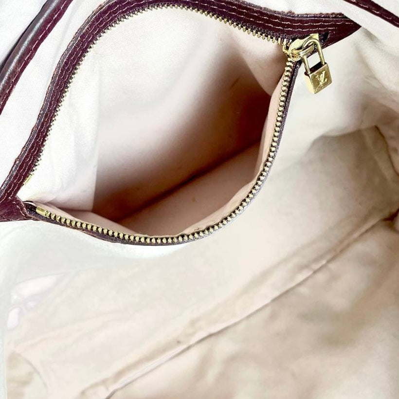 Louis Vuitton LV Mini Lin Lucille Brown / Beige GHW Monogram Logo Shopper Shoulder Tote Bag