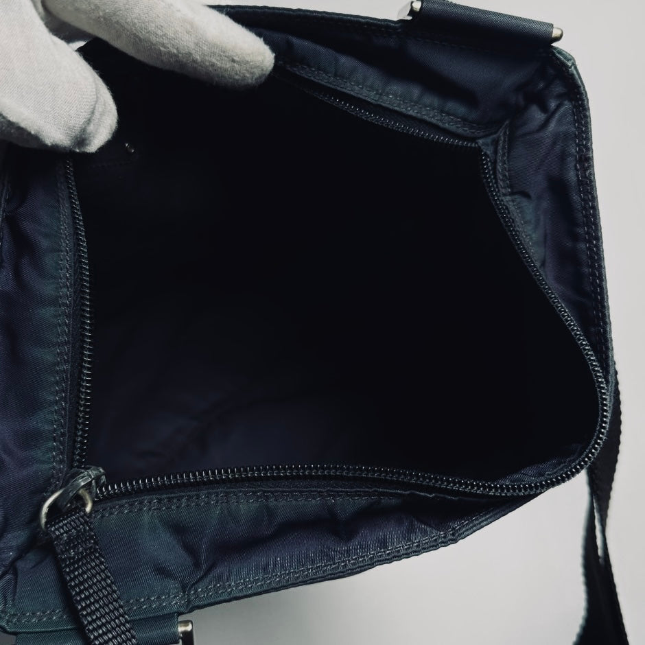 Prada Navy Blue Tessuto Classic Monogram Logo Nylon Shoulder Sling Bag
