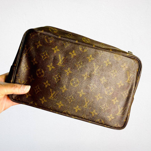 Louis Vuitton LV Monogram Logo GHW Trousse 28 Pouch Case Clutch