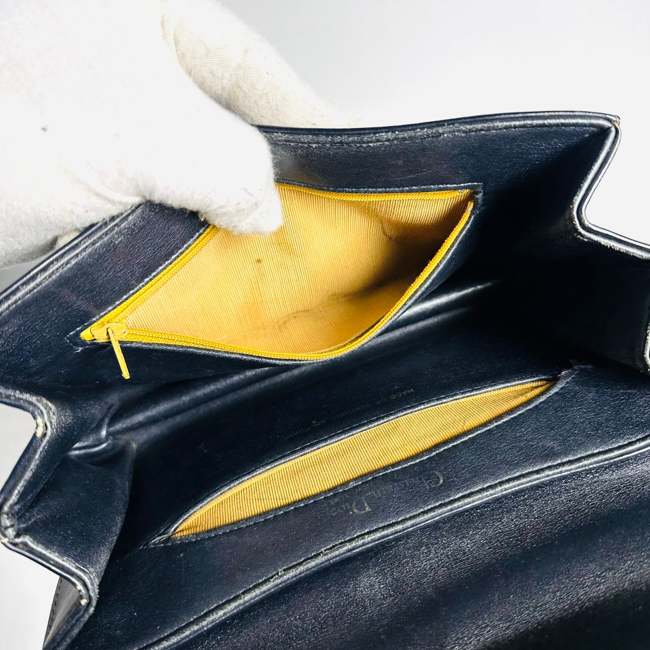 Christian Dior CD Black GHW Monogram Logo Leather Vintage Flap Shoulder Sling Bag