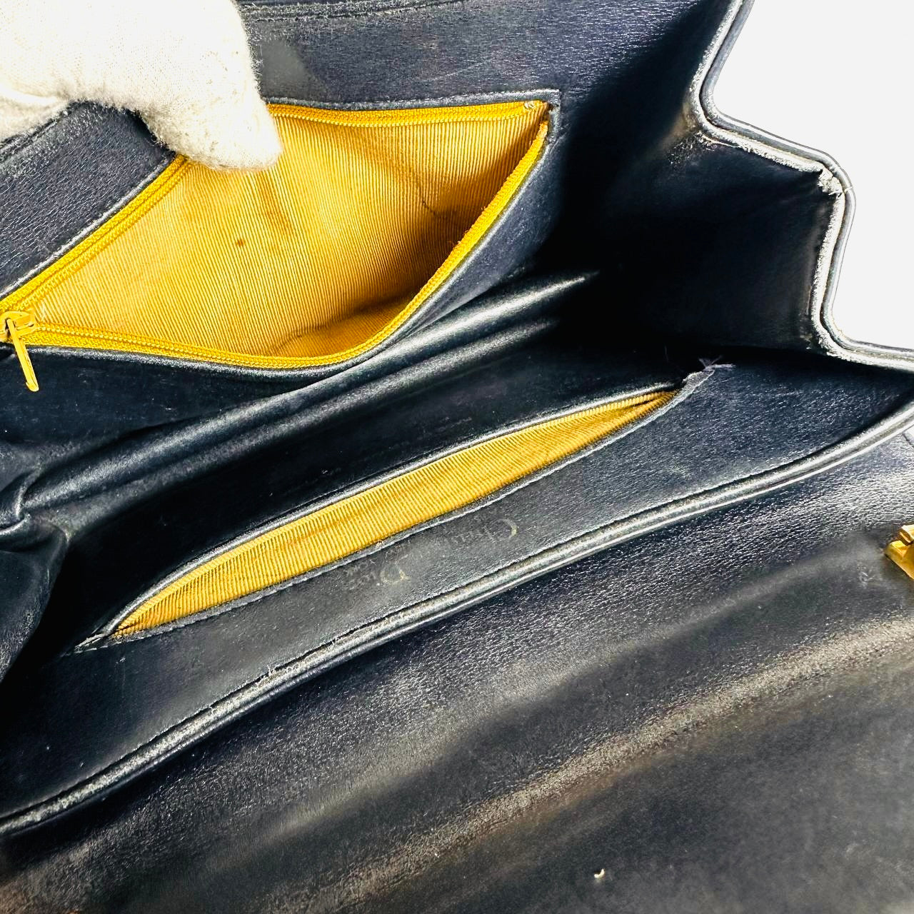 Christian Dior CD Black GHW Monogram Logo Leather Vintage Flap Shoulder Sling Bag