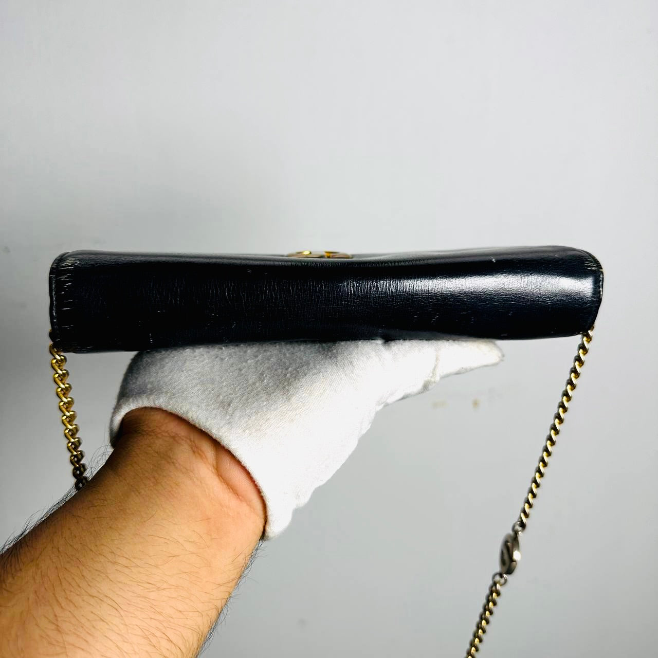 Christian Dior CD Black GHW Monogram Logo Leather Vintage Flap Shoulder Sling Bag