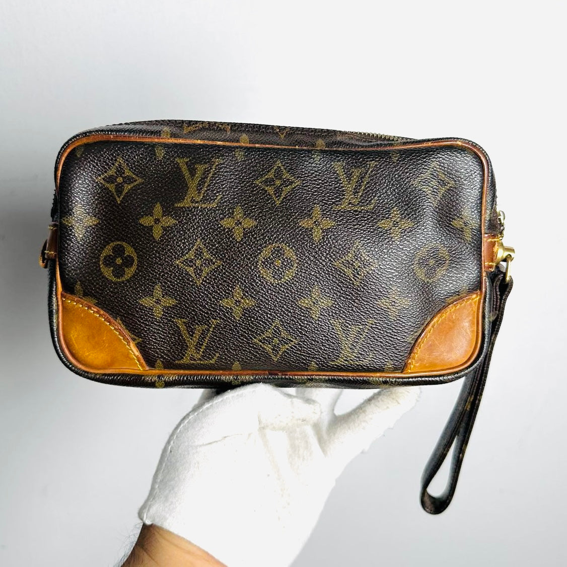 Louis Vuitton LV Marly Dragonne Monogram Logo GHW Vintage Wrislet Clutch Case Pouch