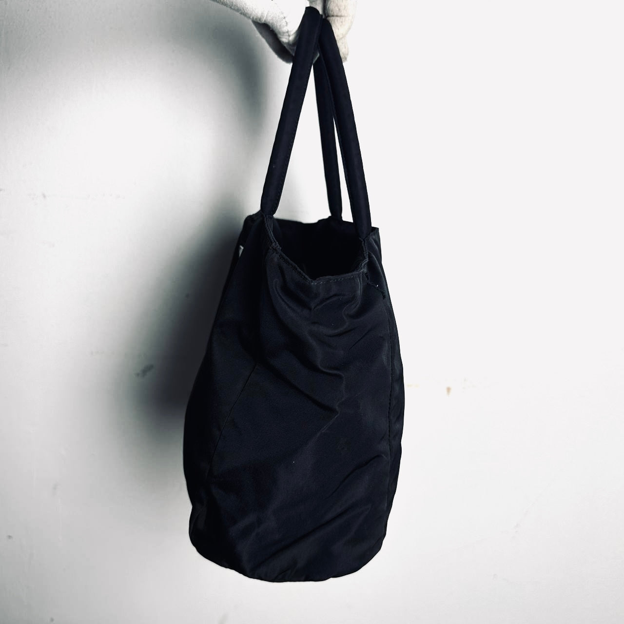 Prada Black Tessuto Classic Monogram Logo Shopper City Nylon Shoulder Tote Bag