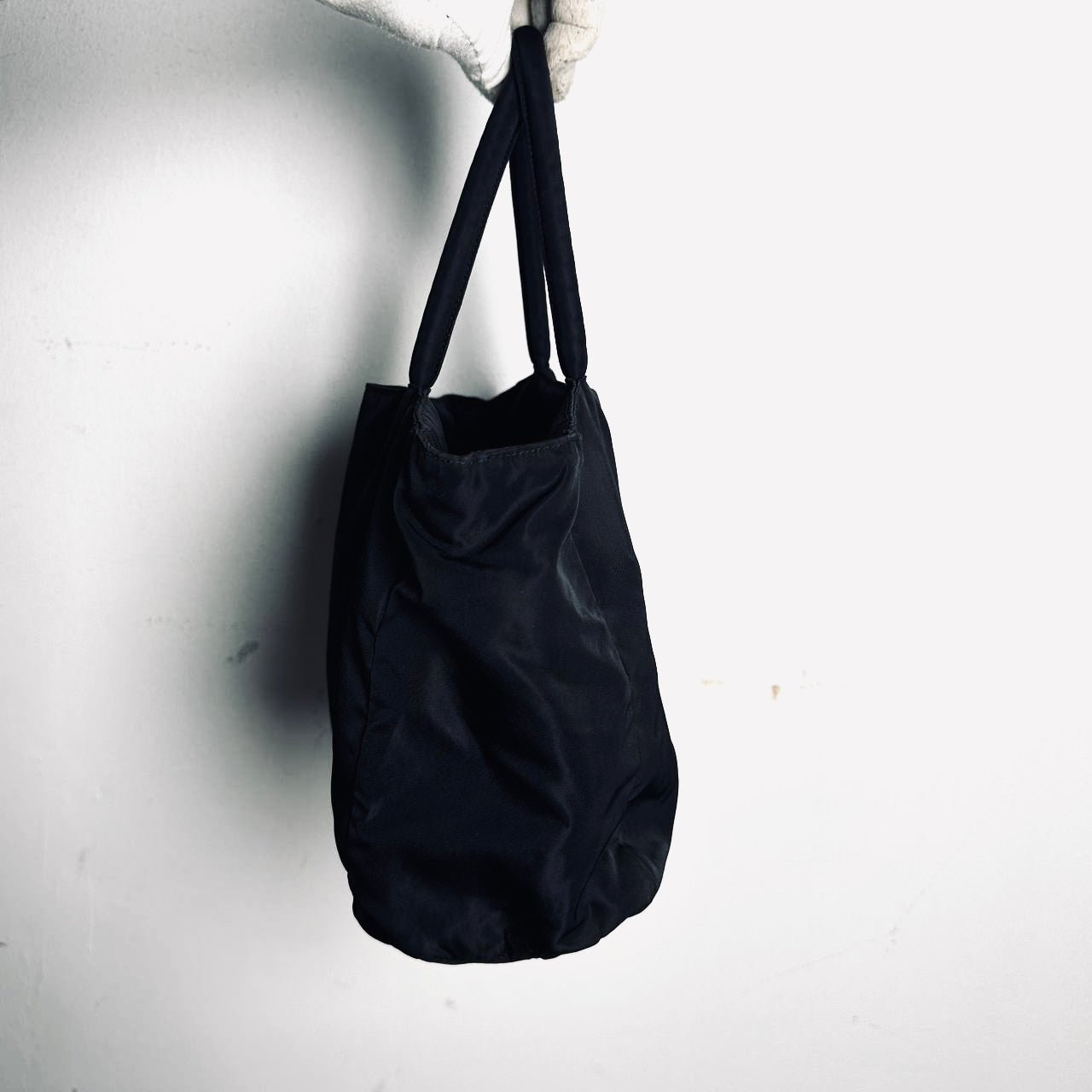 Prada Black Tessuto Classic Monogram Logo Shopper City Nylon Shoulder Tote Bag