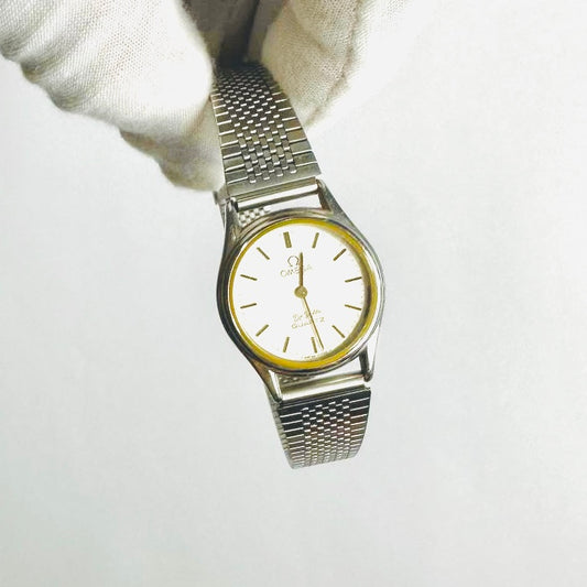 Omega De Ville Gold & Silver Stainless Steel Round Dial Two Tone 24MM Vintage Quartz Watch