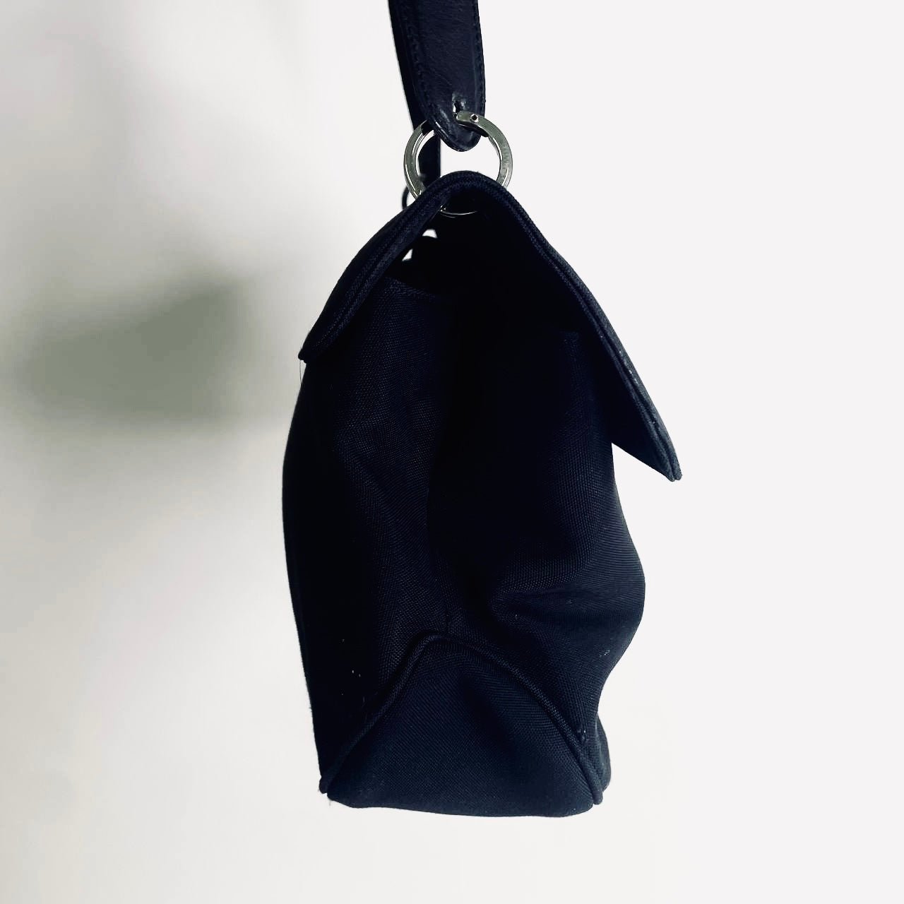 Salvatore Ferragamo Black Vara Bow Monogram Logo Hobo Baguette Flap Shoulder Bag