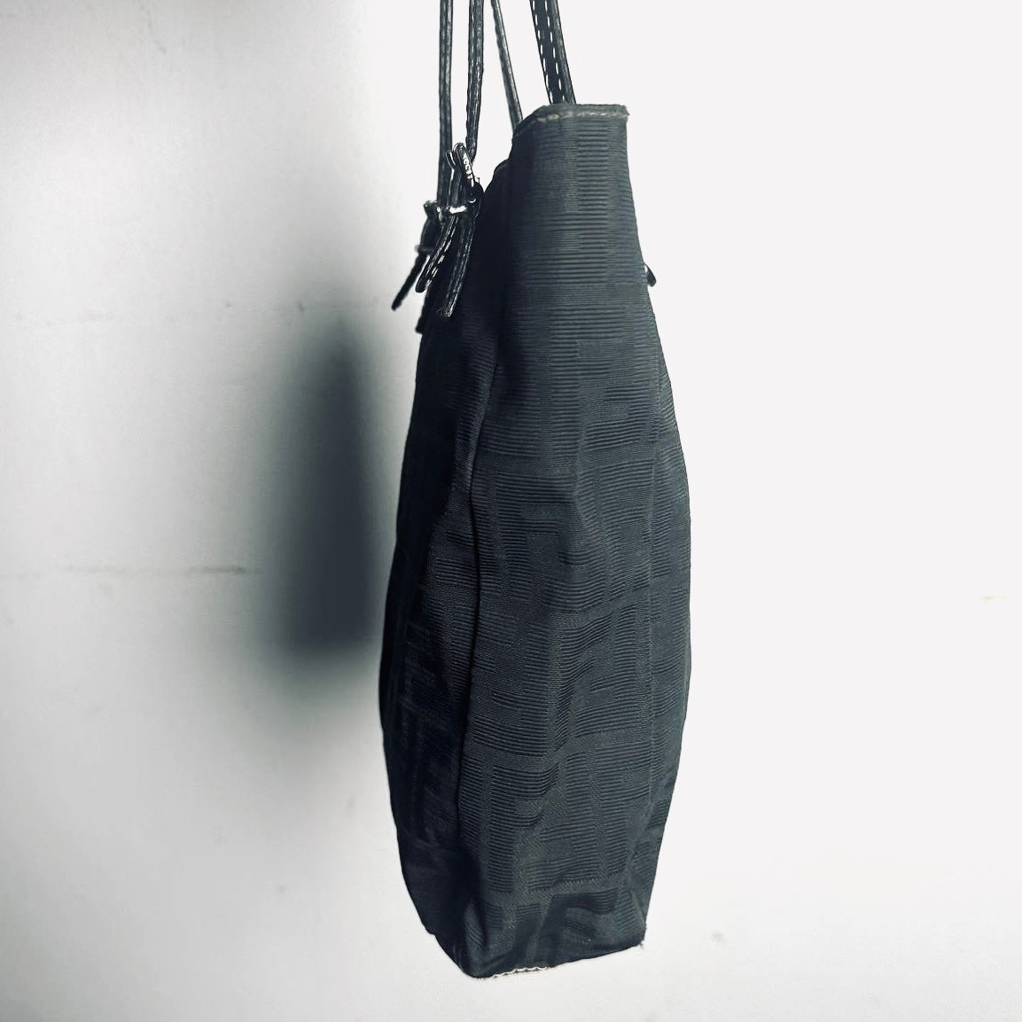 Fendi Black Zucca FF Monogram Logo Shopper Shoulder Tote Bag