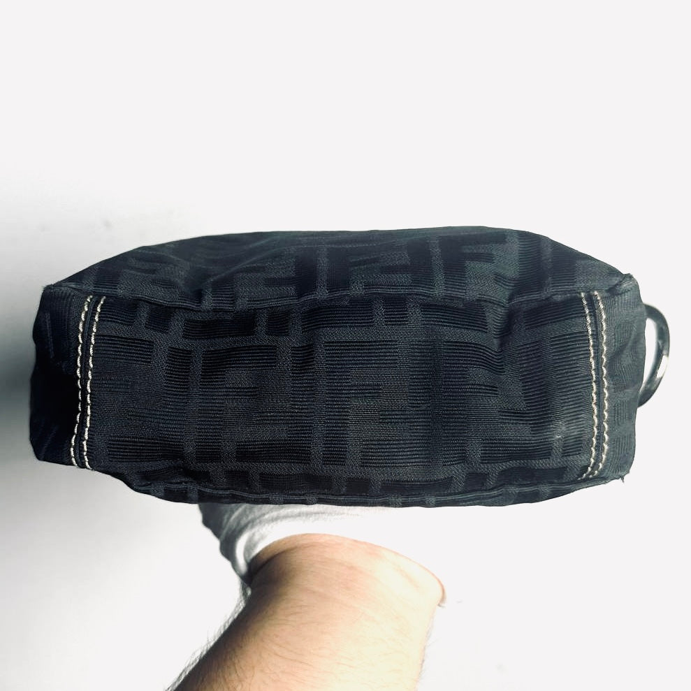 Fendi Black Zucca FF Monogram Logo Shopper Shoulder Tote Bag