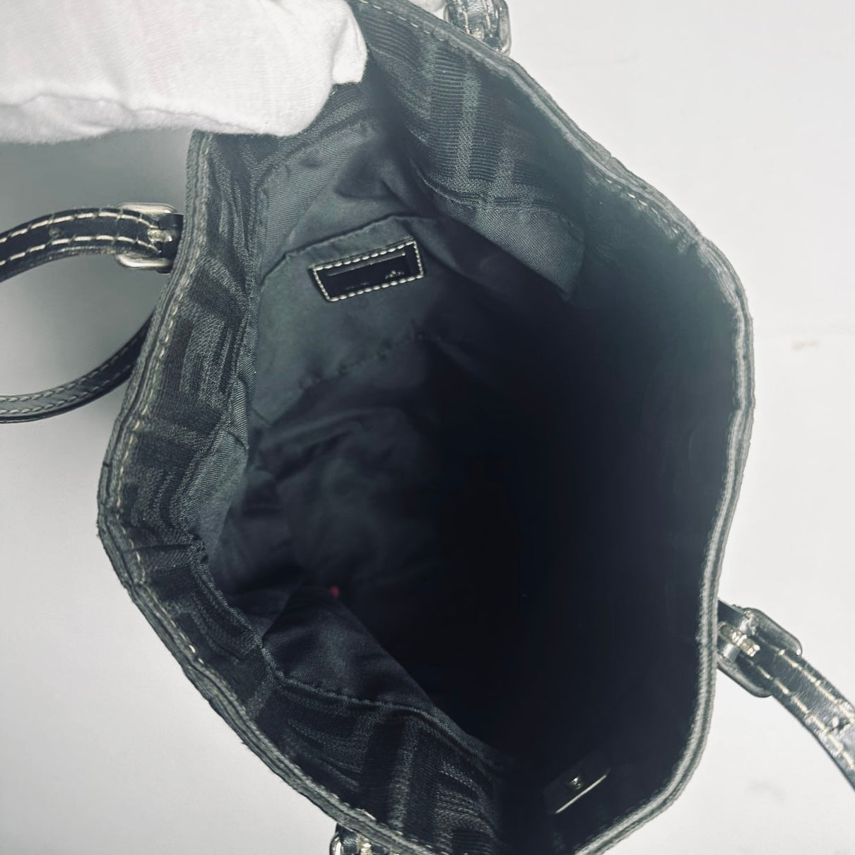 Fendi Black Zucca FF Monogram Logo Shopper Shoulder Tote Bag