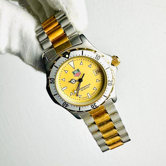 Tag Heuer Professional 974.013 Gold Dial Stainless Steel Strap Quartz 34MM Watch