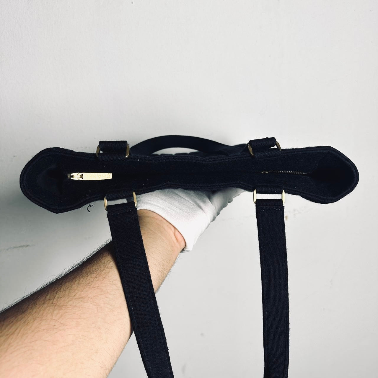 Chanel Black GHW Giant CC Monogram Logo Chocolate Bar Quilted Jersey Fabric Vintage Shopper Shoulder Tote Bag 7s