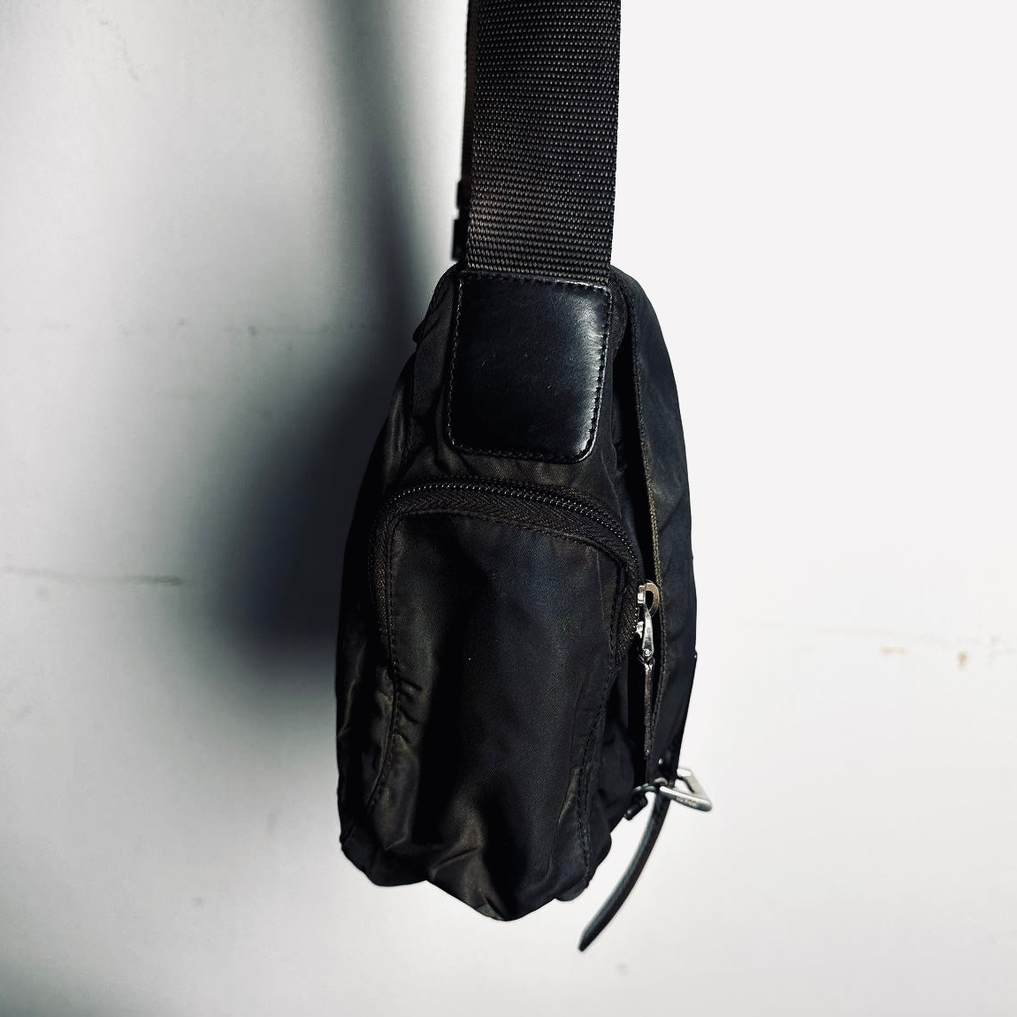 Prada Dark Brown Tessuto Monogram Logo Flap Shoulder Sling Bag