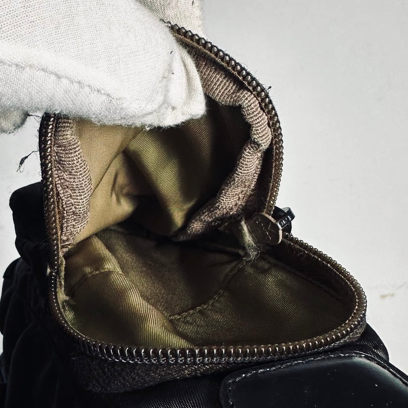 Prada Dark Brown Tessuto Monogram Logo Flap Shoulder Sling Bag