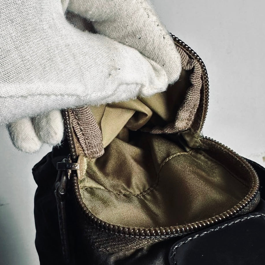 Prada Dark Brown Tessuto Monogram Logo Flap Shoulder Sling Bag