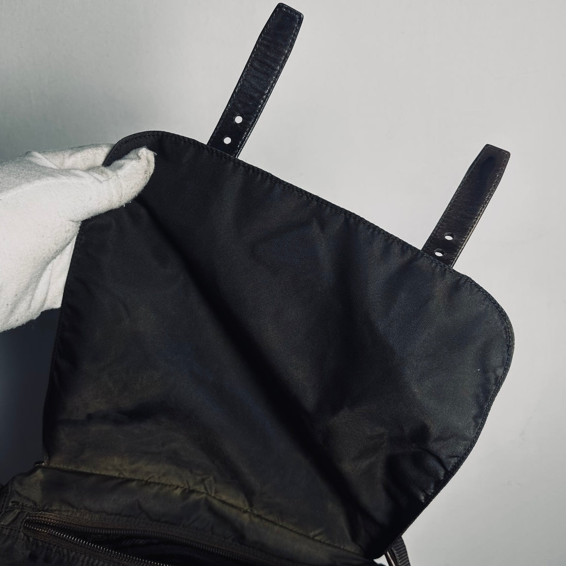 Prada Dark Brown Tessuto Monogram Logo Flap Shoulder Sling Bag