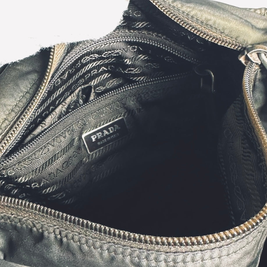 Prada Dark Brown Tessuto Monogram Logo Flap Shoulder Sling Bag