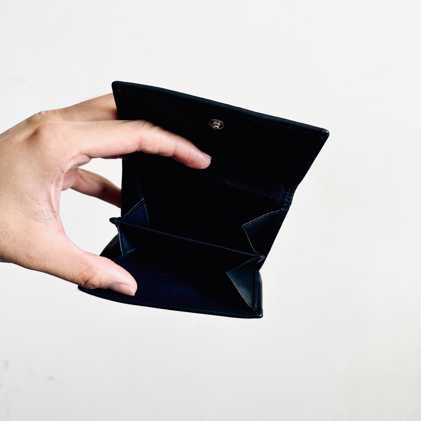 Christian Dior CD Navy Blue Oblique Monogram Logo Flap Bifold Compact Wallet