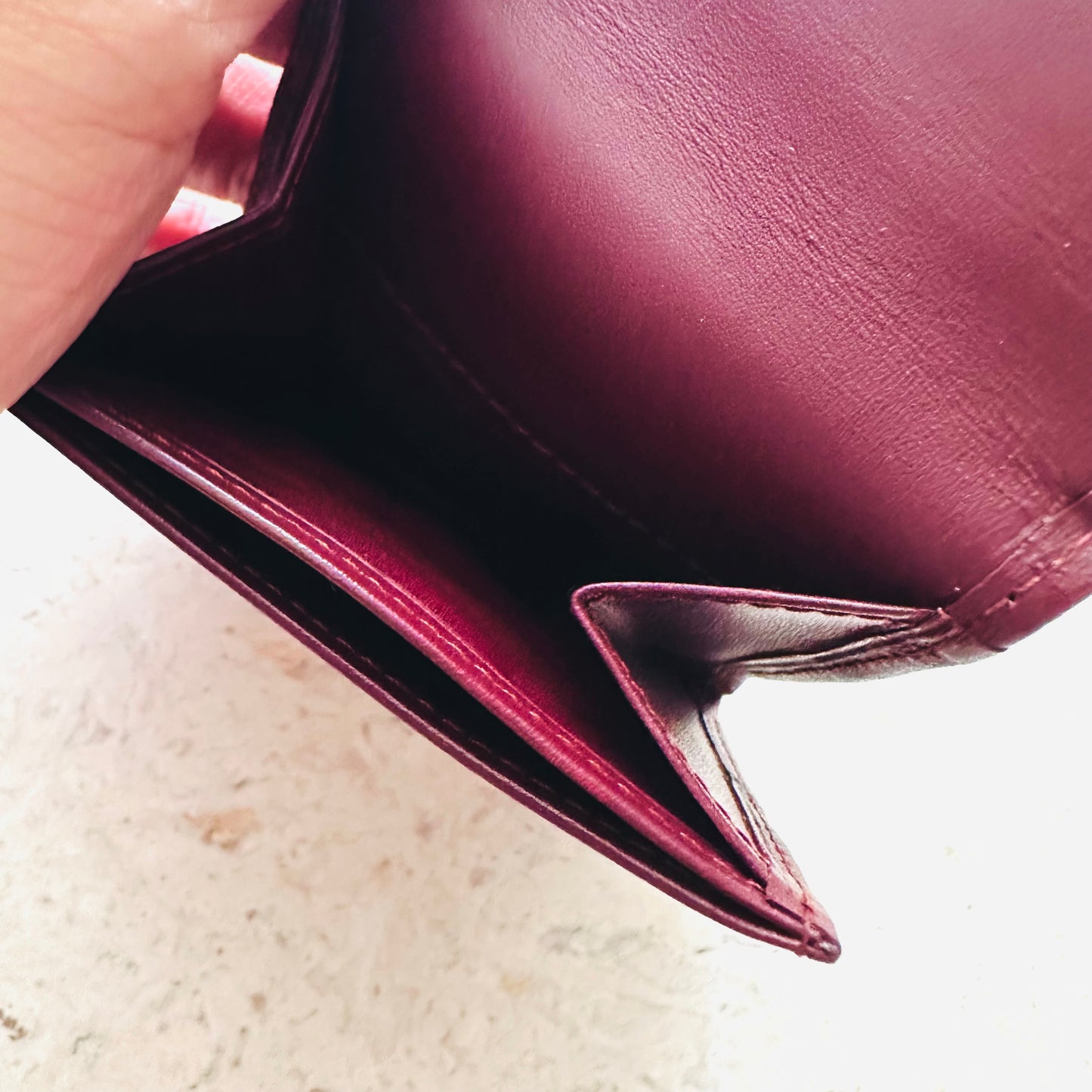 Cartier Maroon GHW Monogram Logo Smooth Leather Vintage Flap Compact Wallet