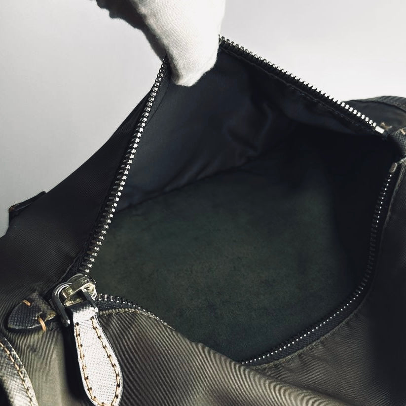 Prada Dark Khaki Tessuto Monogram Logo Nylon & Leather Flap Shoulder Sling Messenger Bag