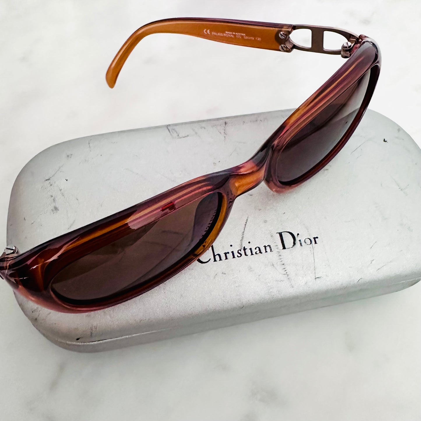 Christian Dior CD Brown Monogram Logo Aviator Sunglasses