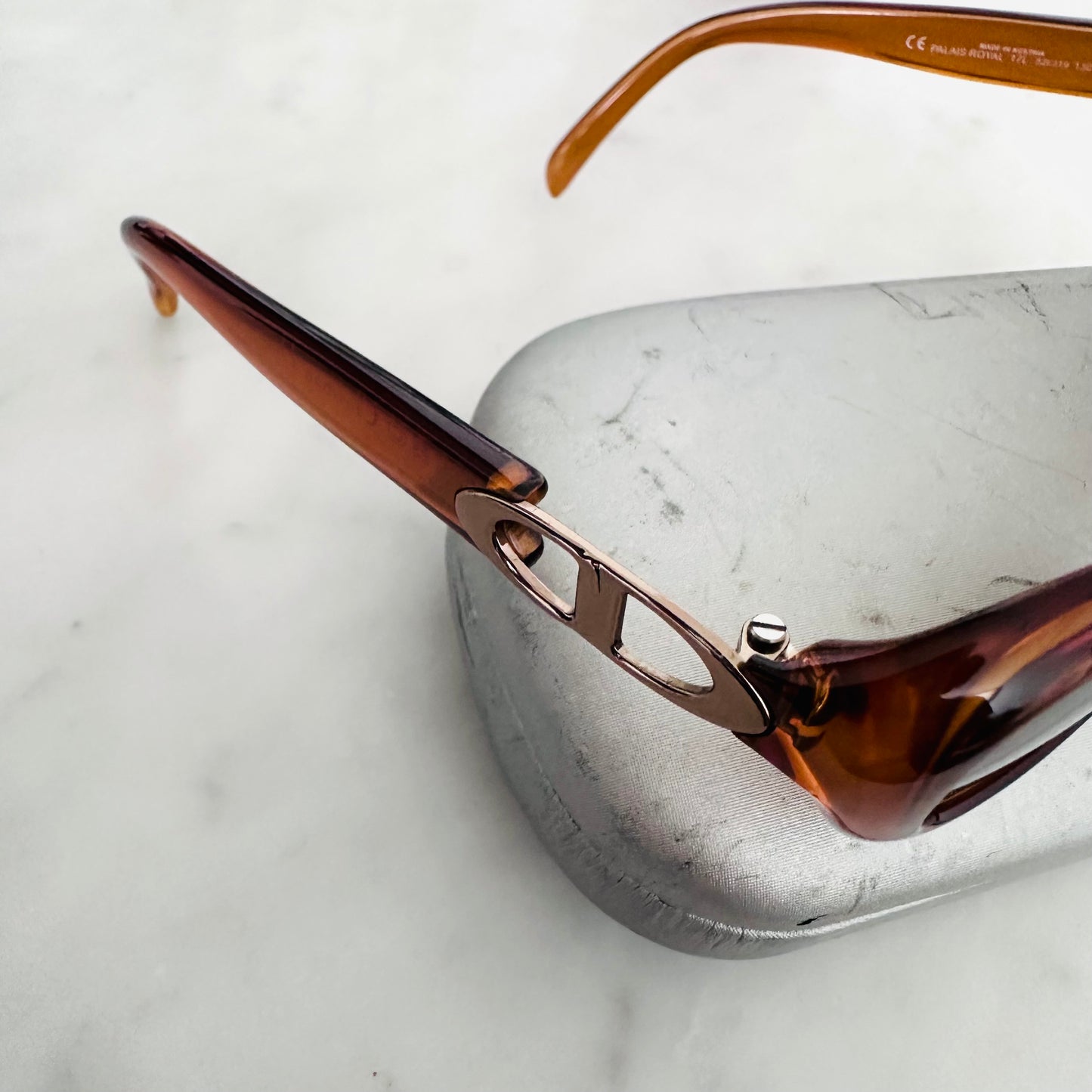 Christian Dior CD Brown Monogram Logo Aviator Sunglasses