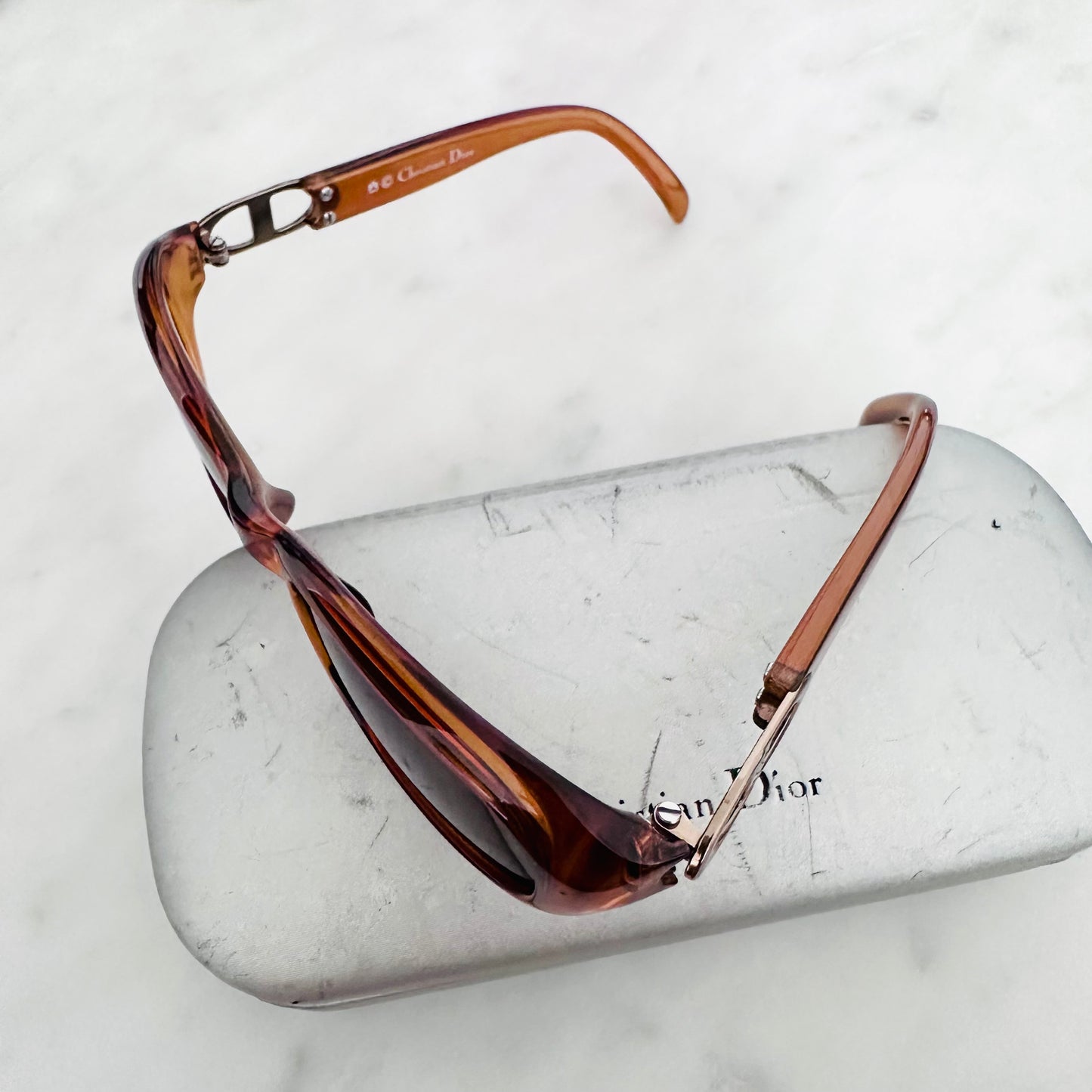 Christian Dior CD Brown Monogram Logo Aviator Sunglasses