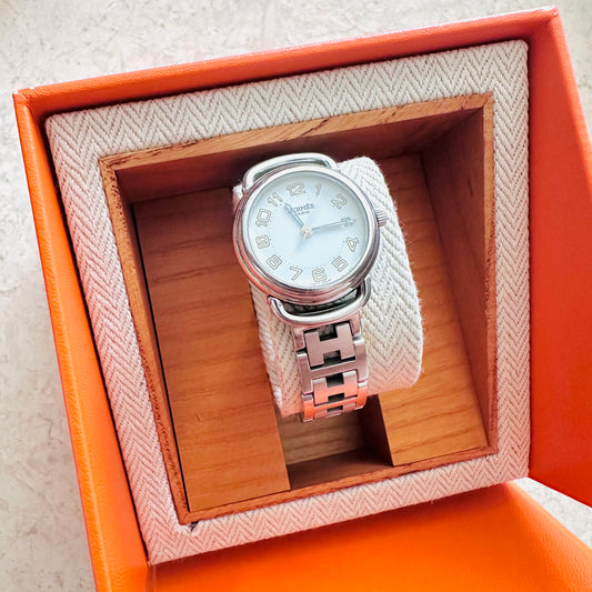 Hermes Pullman Stainless Steel Monogram Logo Quartz 25MM Watch