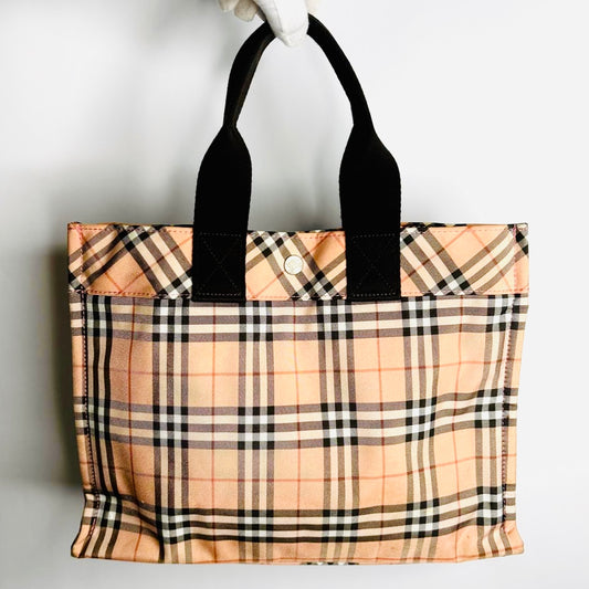 Burberry Beige Classic Check Nova Haymarket Checkered Tote Bag