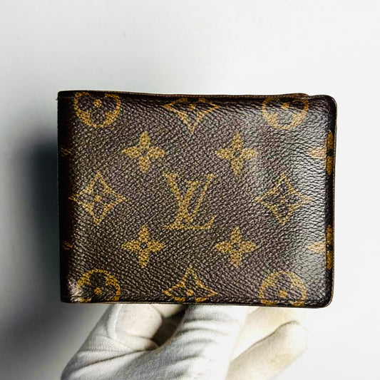 Louis Vuitton LV Porte Monnaie Marco Monogram Logo Flap Slim Bifold Wallet