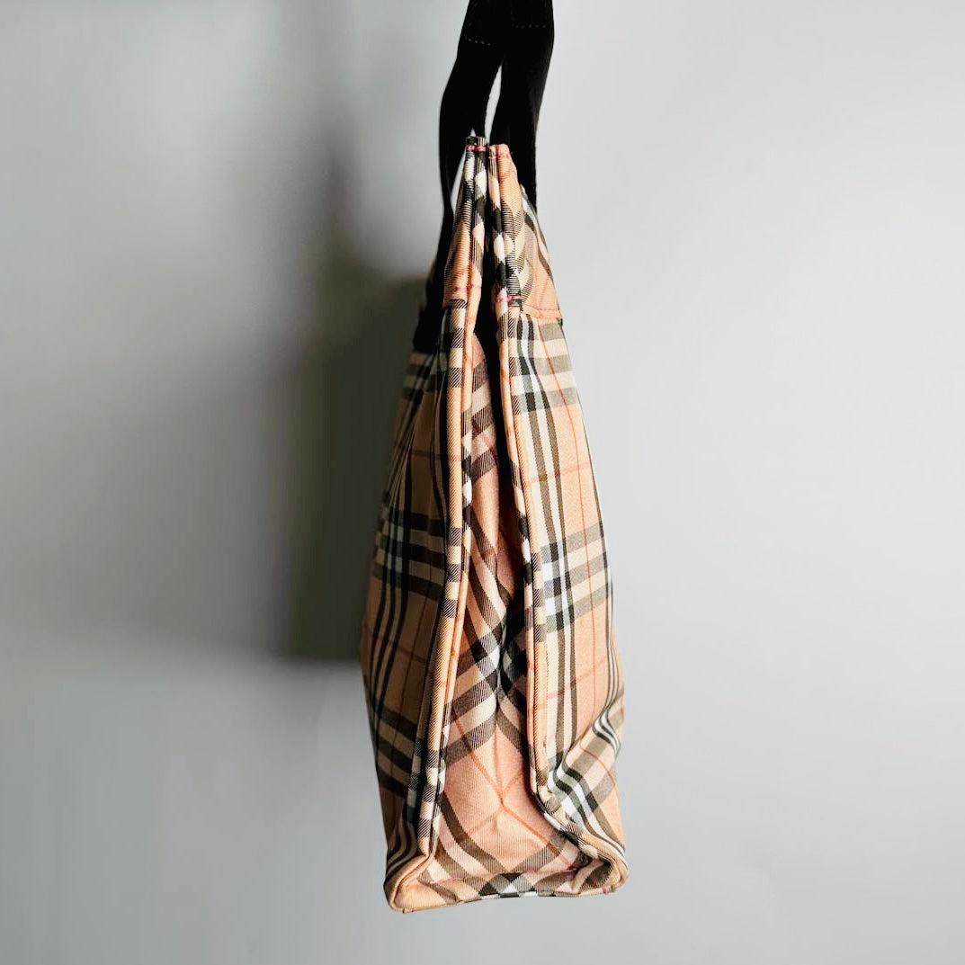Burberry Beige Classic Check Nova Haymarket Checkered Tote Bag
