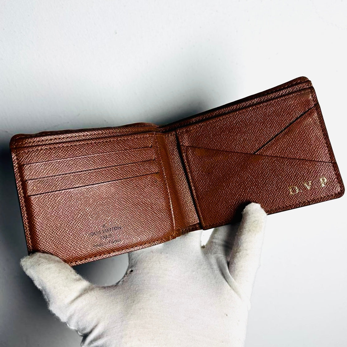 Louis Vuitton LV Porte Monnaie Marco Monogram Logo Flap Slim Bifold Wallet