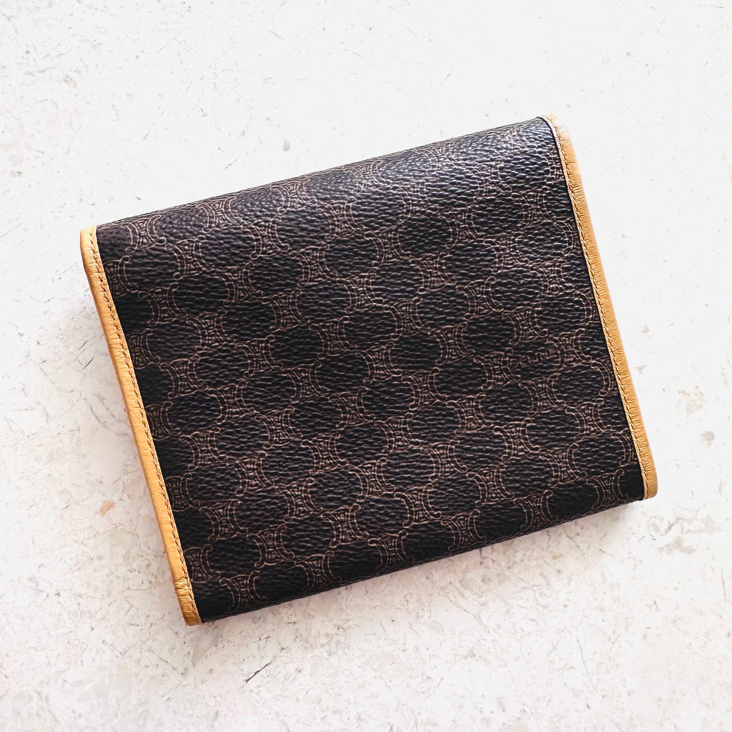 Celine Triomphe Macadam Monogram Logo GHW Flap Compact Trifold Wallet