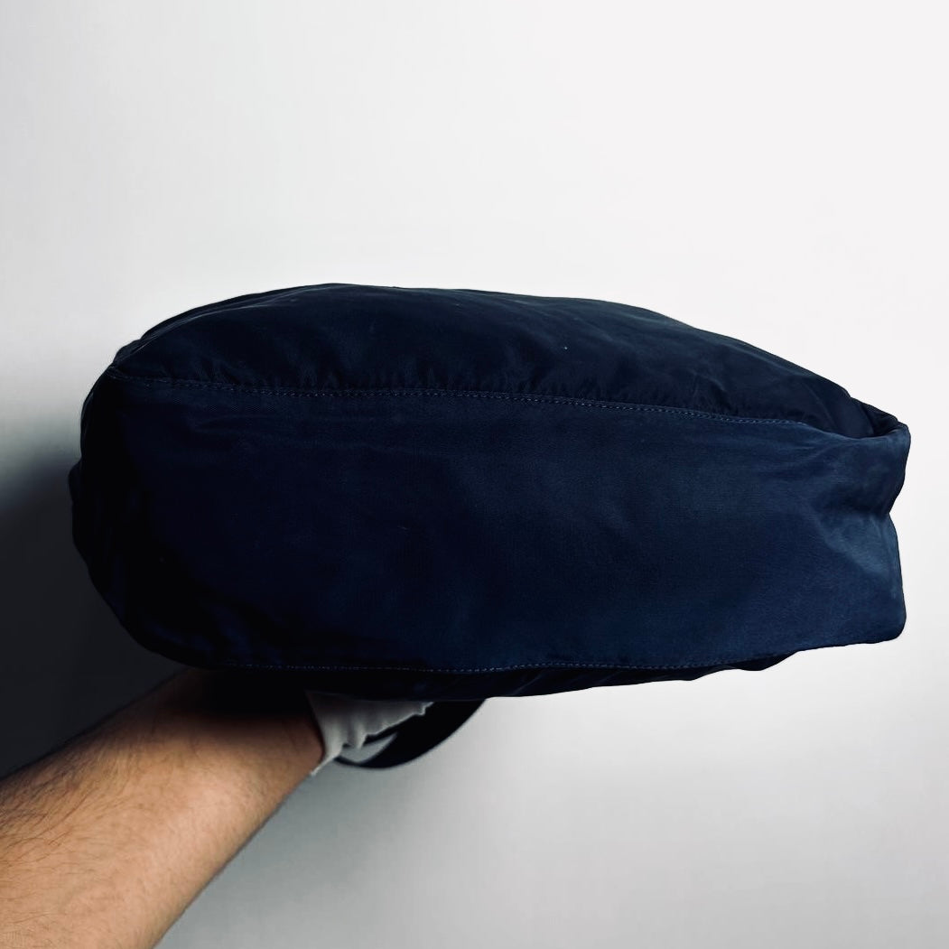Prada Navy Blue Classic Tessuto Logo Nylon & Leather Camera Shoulder Sling Bag