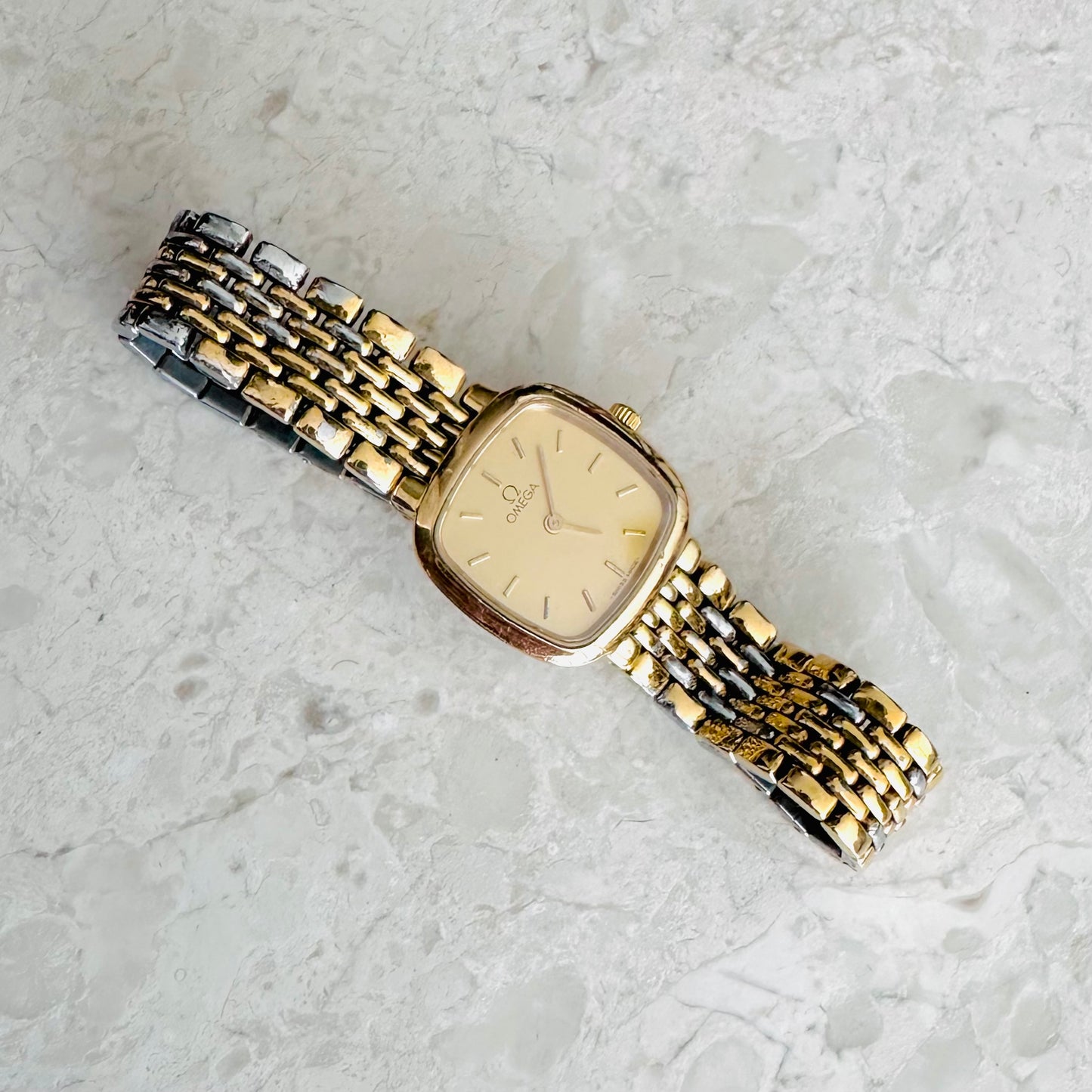 Omega De Ville Square Dial Stainless Steel Vintage 20MM Quartz Watch