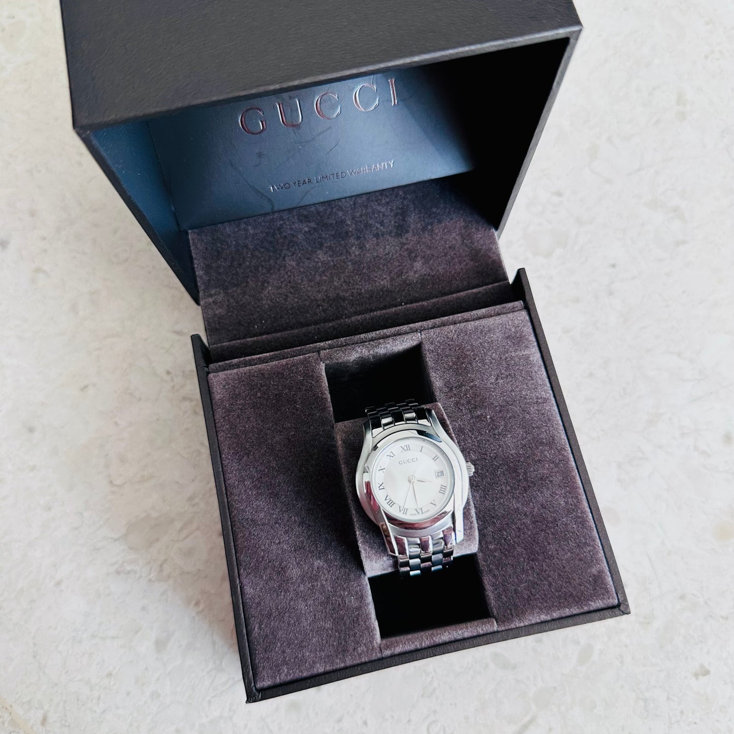 Gucci White Dial Stainless Steel 24MM Quartz Watch