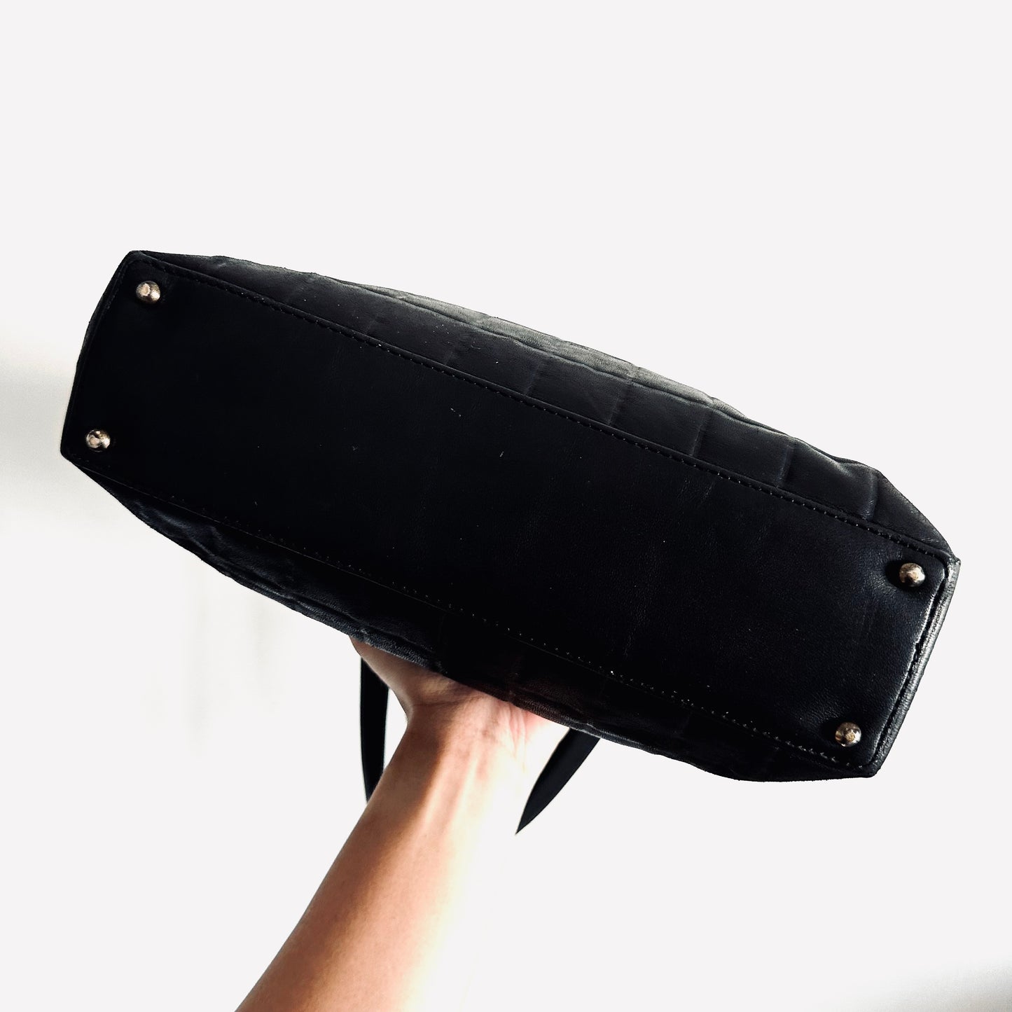 Chanel Black GHW CC Giant Monogram Logo Chocolate Bar Quilted Lambskin Vintage Shopper Shoulder Tote Bag 6s