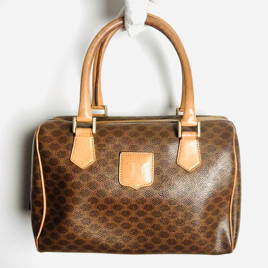 Celine Triomphe Macadam Monogram Logo GHW Boston 25 Speedy Top Handle Vintage Bag