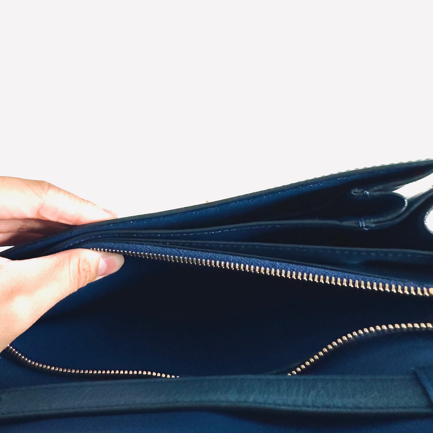 Celine Deep Blue GHW Medium Classic Box Monogram Logo Smooth Leather Shoulder Sling Bag