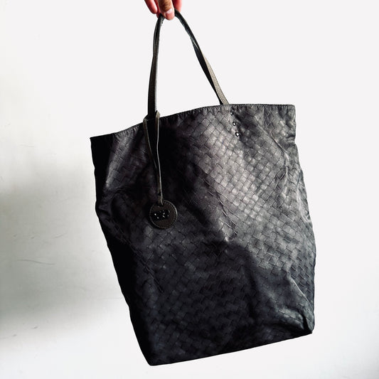 Bottega Veneta BV Intrecciato Dark Grey Intrecciomirage Printed Woven Shopper Shoulder Butterfly Tote Bag