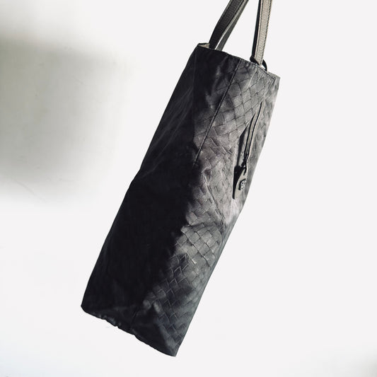 Bottega Veneta BV Intrecciato Dark Grey Intrecciomirage Printed Woven Shopper Shoulder Butterfly Tote Bag