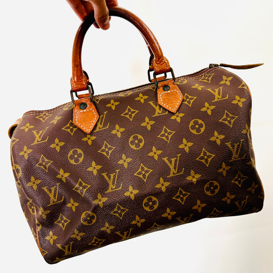 Louis Vuitton LV Boston Speedy 30 Monogram Logo GHW Top Handle Bag