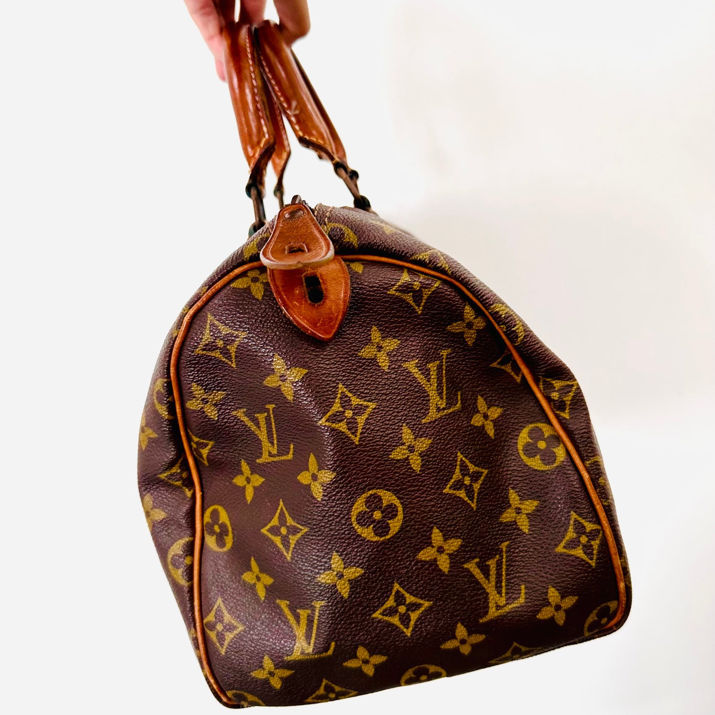 Louis Vuitton LV Boston Speedy 30 Monogram Logo GHW Top Handle Bag