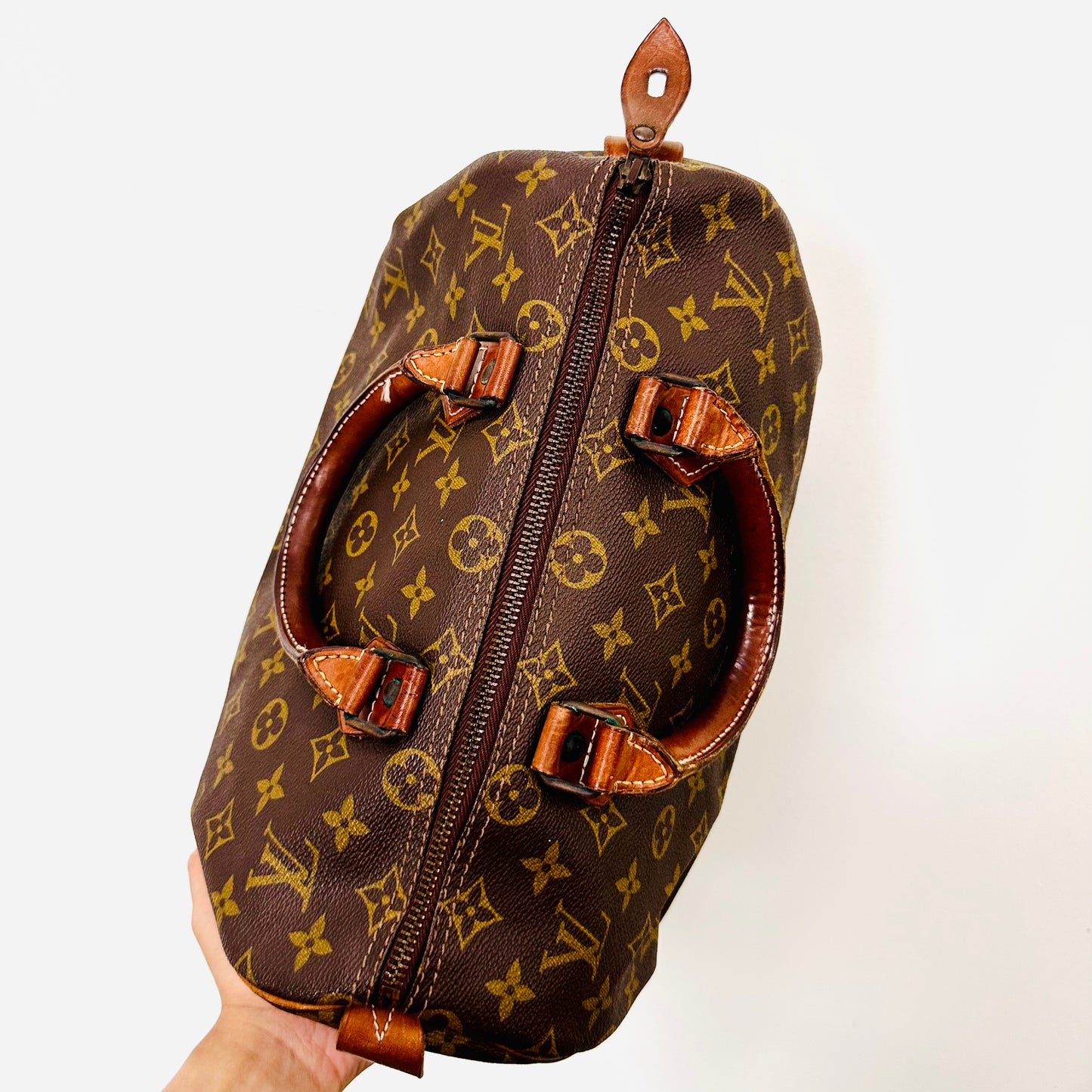 Louis Vuitton LV Boston Speedy 30 Monogram Logo GHW Top Handle Bag