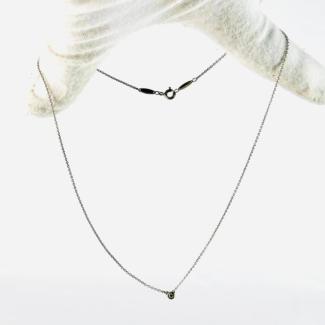 Tiffany & Co T&C Elsa Perreti By The Yard Diamond Pendant Classic 925 Sterling Silver Chain Necklace